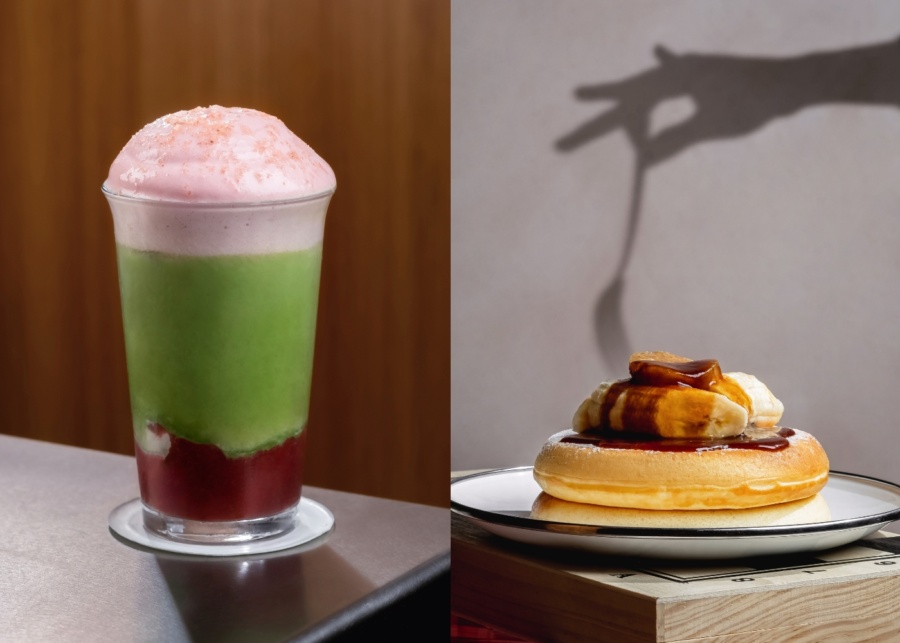 Cloud Matcha and lontar pancakes for breakfast at Cloud Bakery and cafe in Ubud, Bali, Indonesia