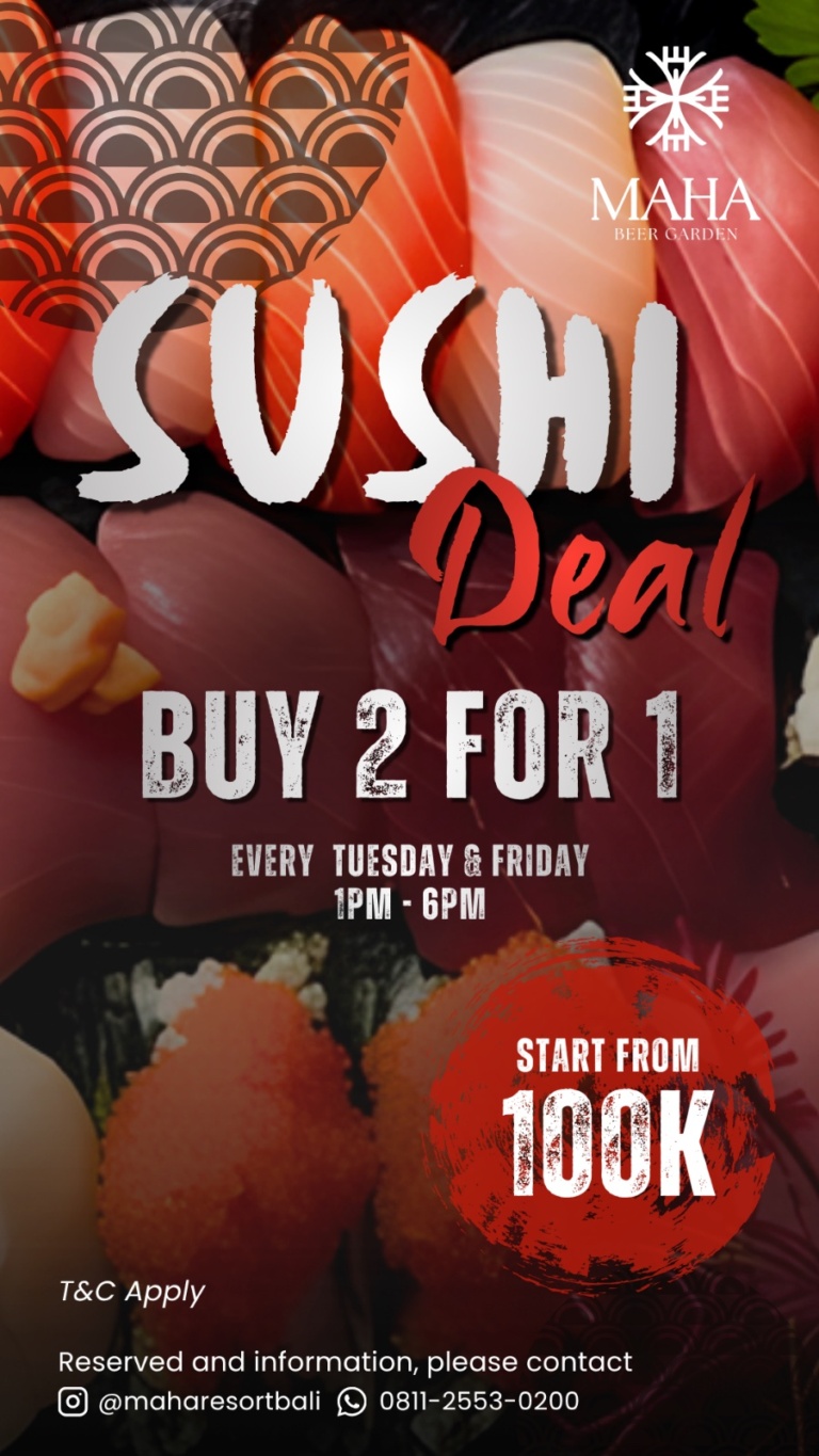 MAHA Beer Garden’s Sushi Deal! Buy 2 for 1