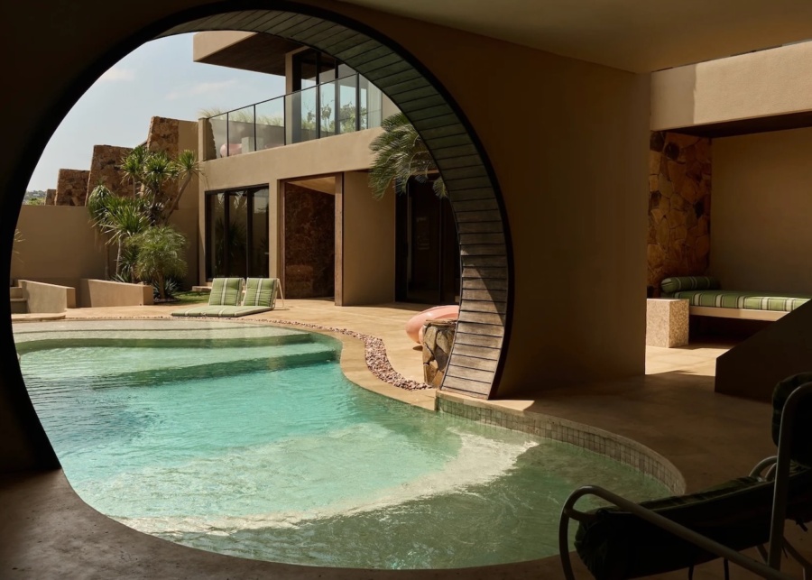 Pool and sun deck at Slim Summer House - a four-bedroom residence villa in Bingin, Uluwatu, Bali, Indonesia