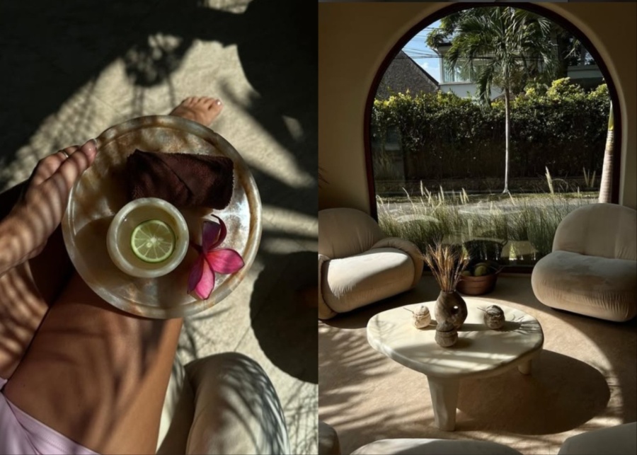 Welcome drink at reception at Cloud Spa in Seseh near Canggu, Bali, Indonesia