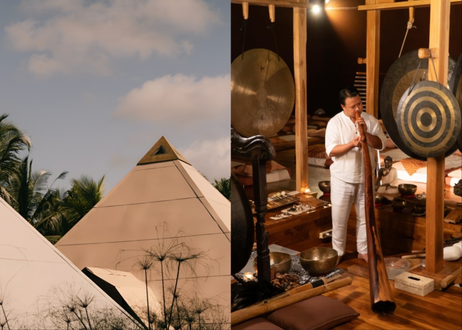 Sound healing at Pyramids of Chi in Ubud Bali Indonesia