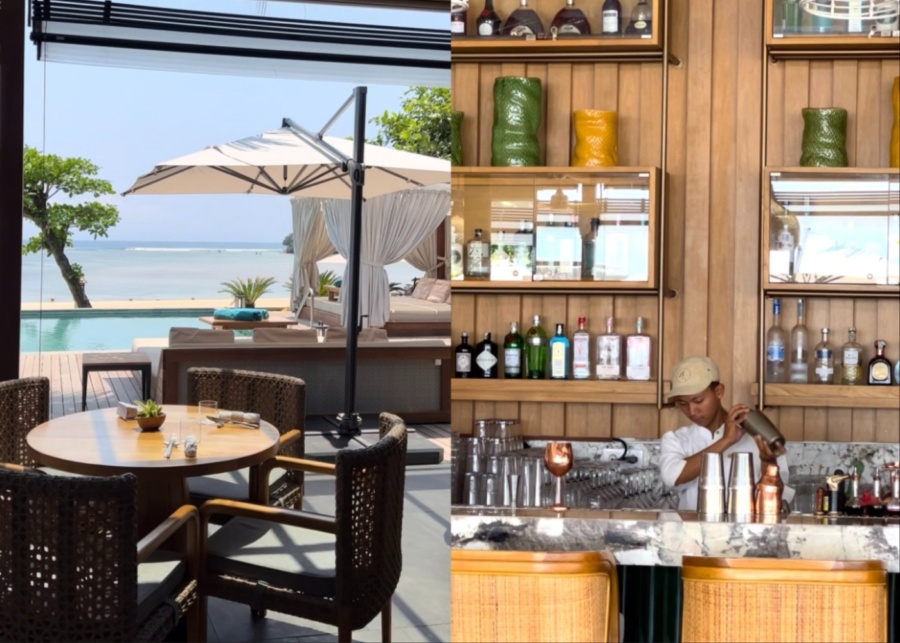 Ocean views at KulKul Beach House - the restaurant on the beach in Nusa Dua, Bali, Indonesia at The Laguna Resort