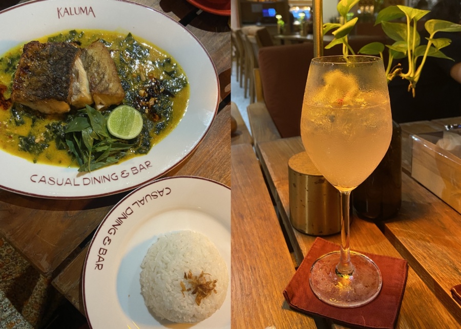 baramundi and cocktail at Kaluma restaurant in sanur, Bali, Indonesia - best for casual dinner
