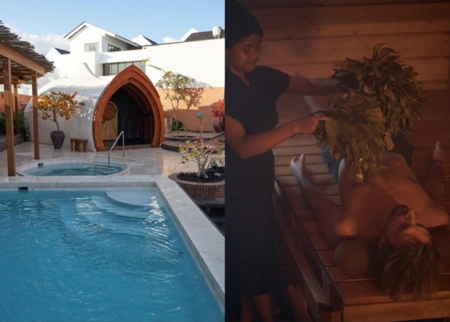 Steam dome and plunge pools at ATMOS spa in Uluwatu Bali Indonesia