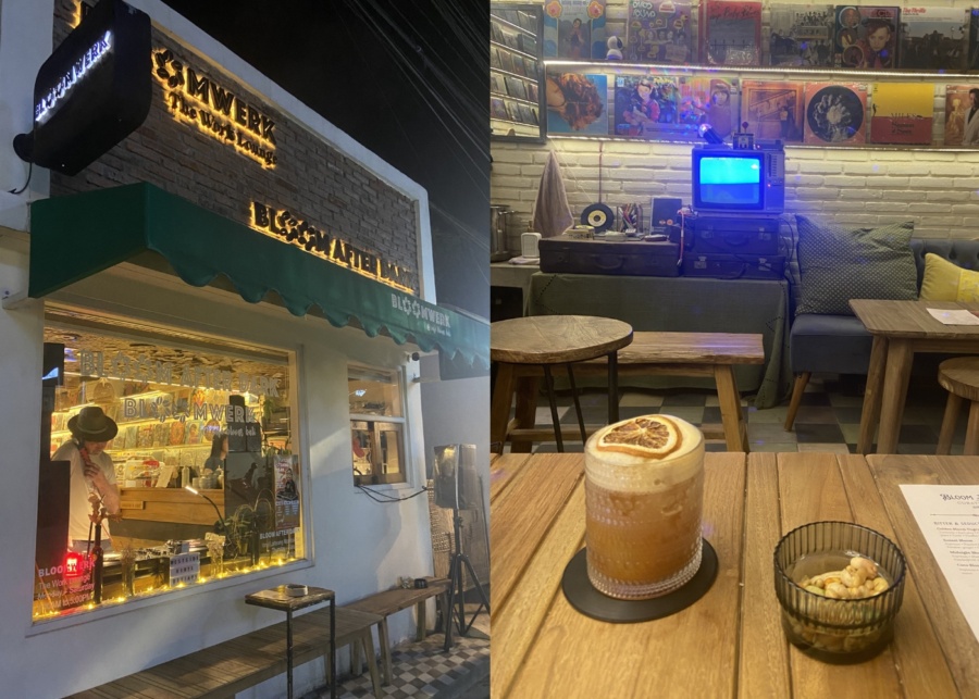 DJ by the window, video games, and mocktails at Bloom After Dark bar in Sanur, Bali - for nightlife without alcohol