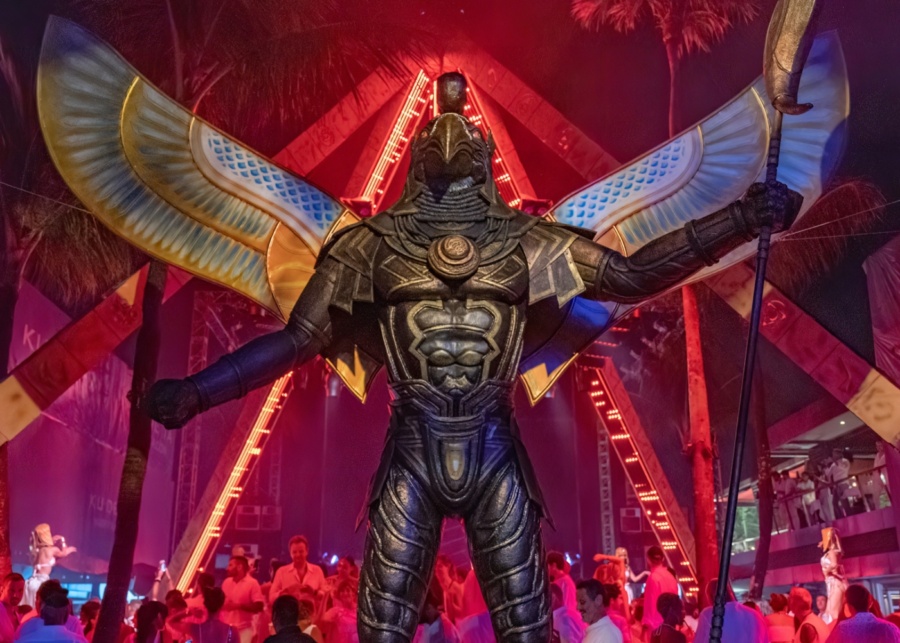 Dance floor and stage decoration at the White Party at Ku De Ta beach club in Seminyak, Bali, Indonesia