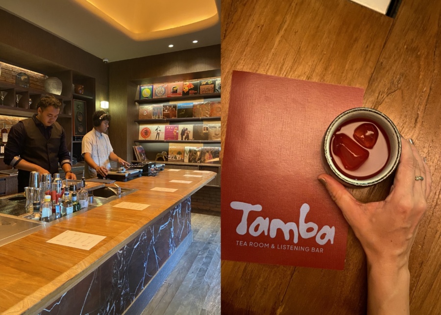 DJ spinning vinyls and cocktails at Tamba bar in Sanur, Bali - for nightlife