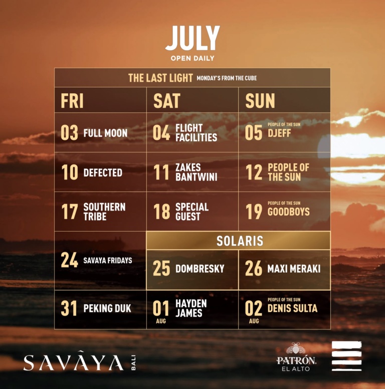 JULY 2026 AT SAVAYA BALI