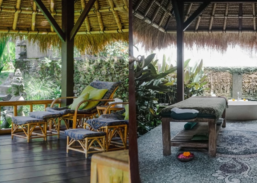 Open-air massage pavilion and private treatment room at Karsa Spa in Ubud, Bali, Indonesia
