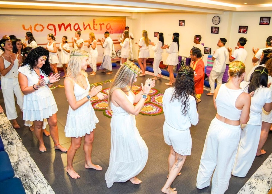 Closing ceremony at the end of yoga teacher training at Yogmantra Bali school