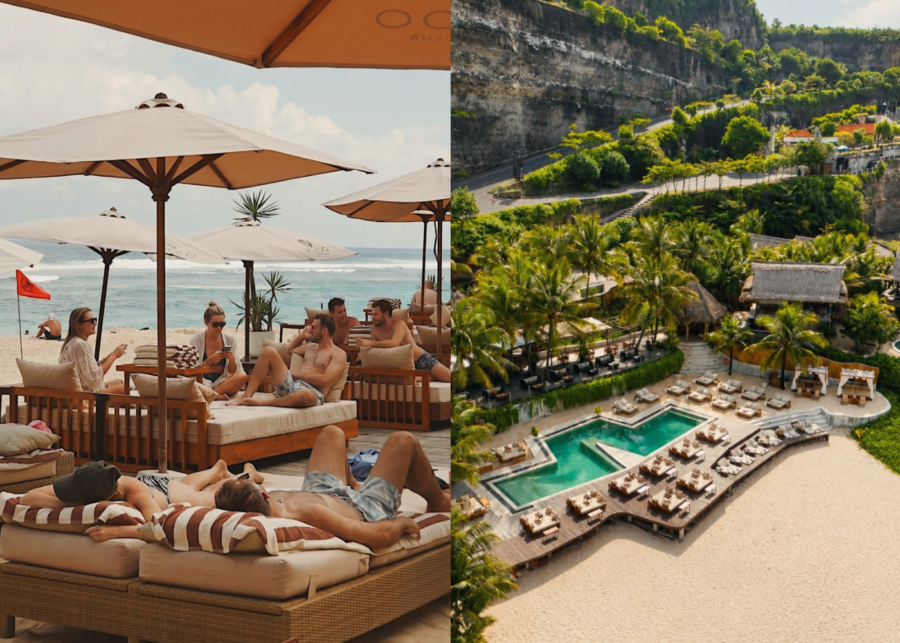 Minoo Beach Club on Melasti Beach, Uluwatu, Bali, Indonesia