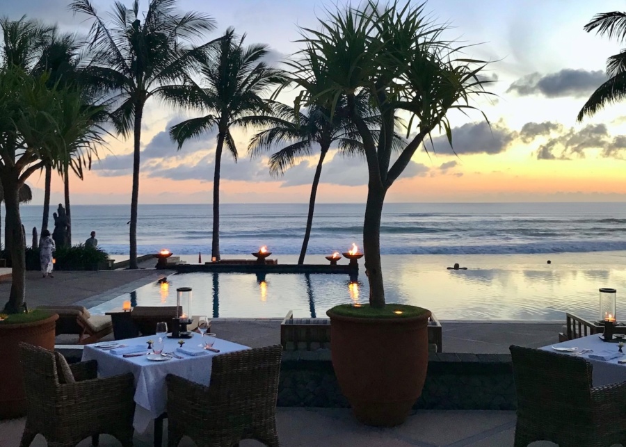 Ocean views at The Restaurant - the romantic dining venue at The Legian hotel in Seminyak, Bali, indonesia