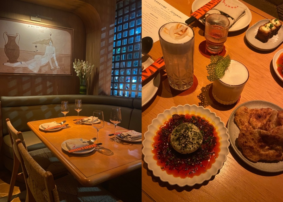 Interior and table setting, starters and cocktails at Longtime Asian restaurant in Canggu, Bali, Indonesia