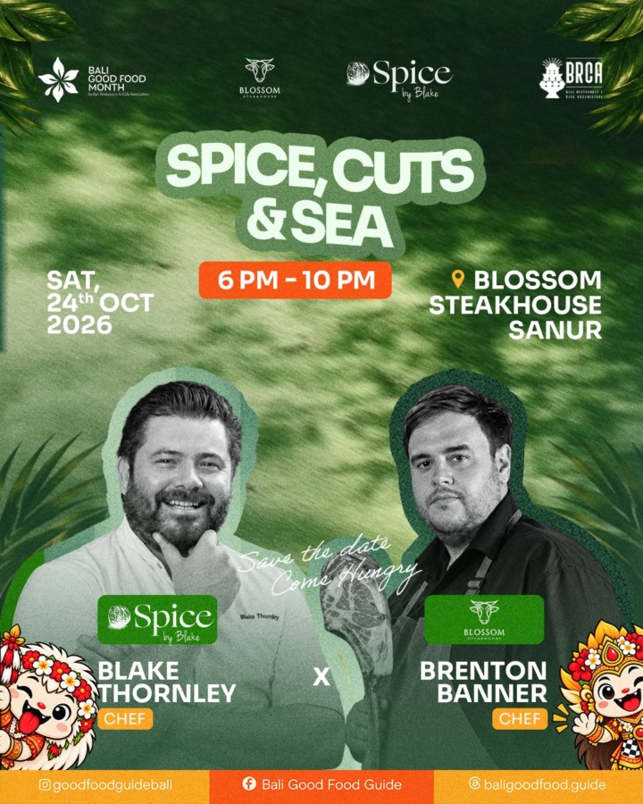 Spice, Cuts & Sea.  Chef Blake Thorney x Chef Brenton Banner by Sanur Beach