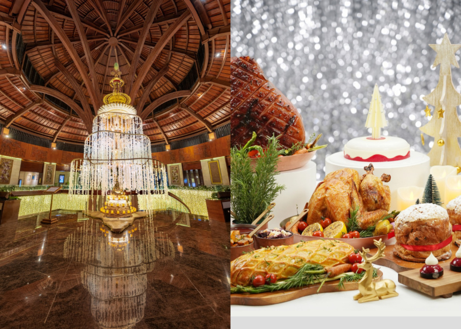 Christmas tree at lobby and brunch food at Sofitel Bali Nusa Dua Beach Resort