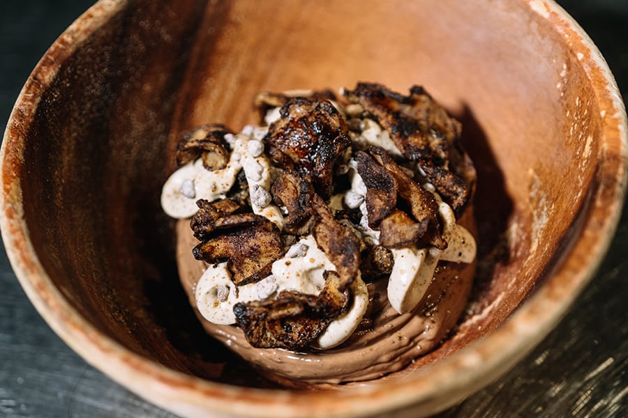 A Side/B Side dark chocolate mousse with