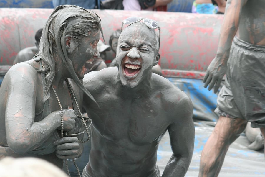 festivals in South korea people at Boryeong Mud festival