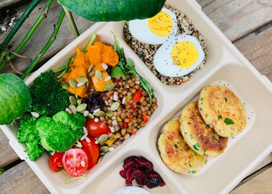salad bento box eggs vegetables