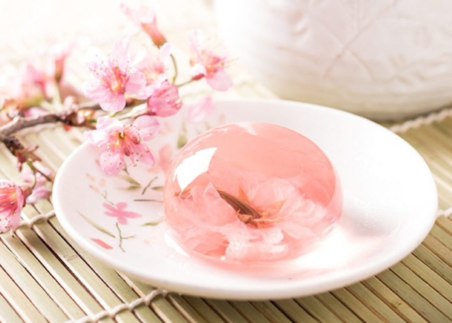 pink jelly with sakura inside