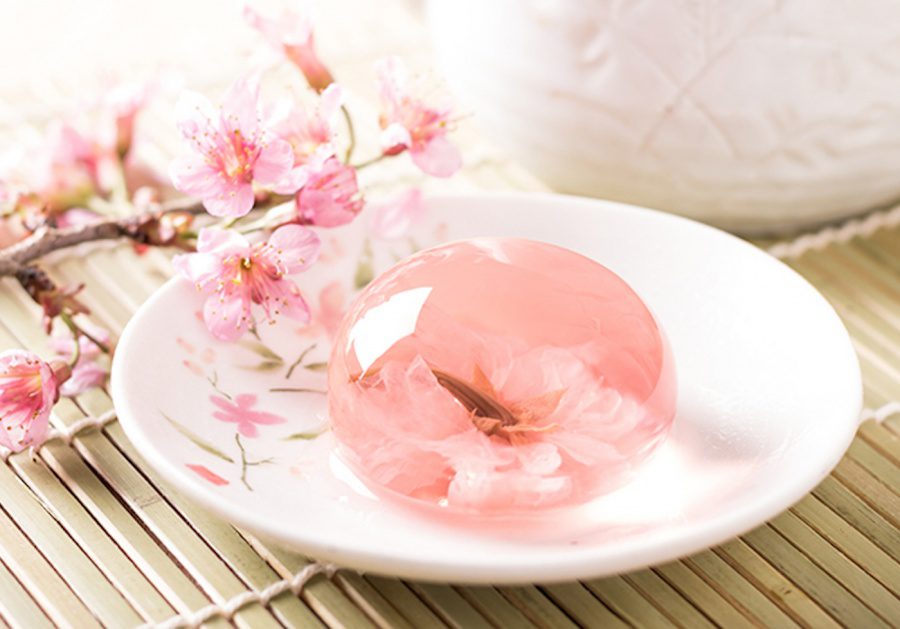 pink jelly with sakura inside