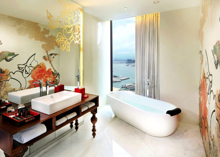 quarantine hotel hong kong mira moon peony marble bathroom