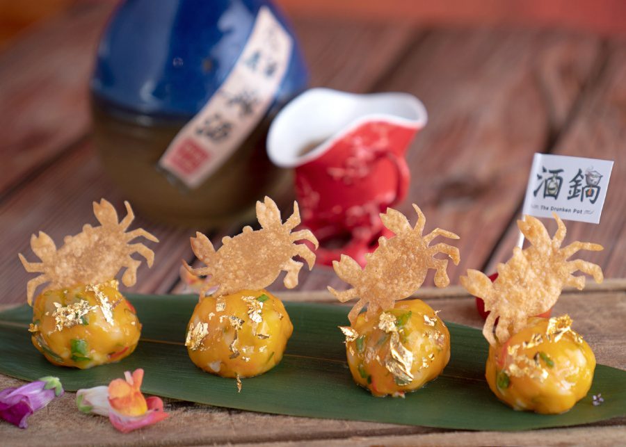 the drunken pot hong kong homemade cuttlefish balls with hairy crab roe lava